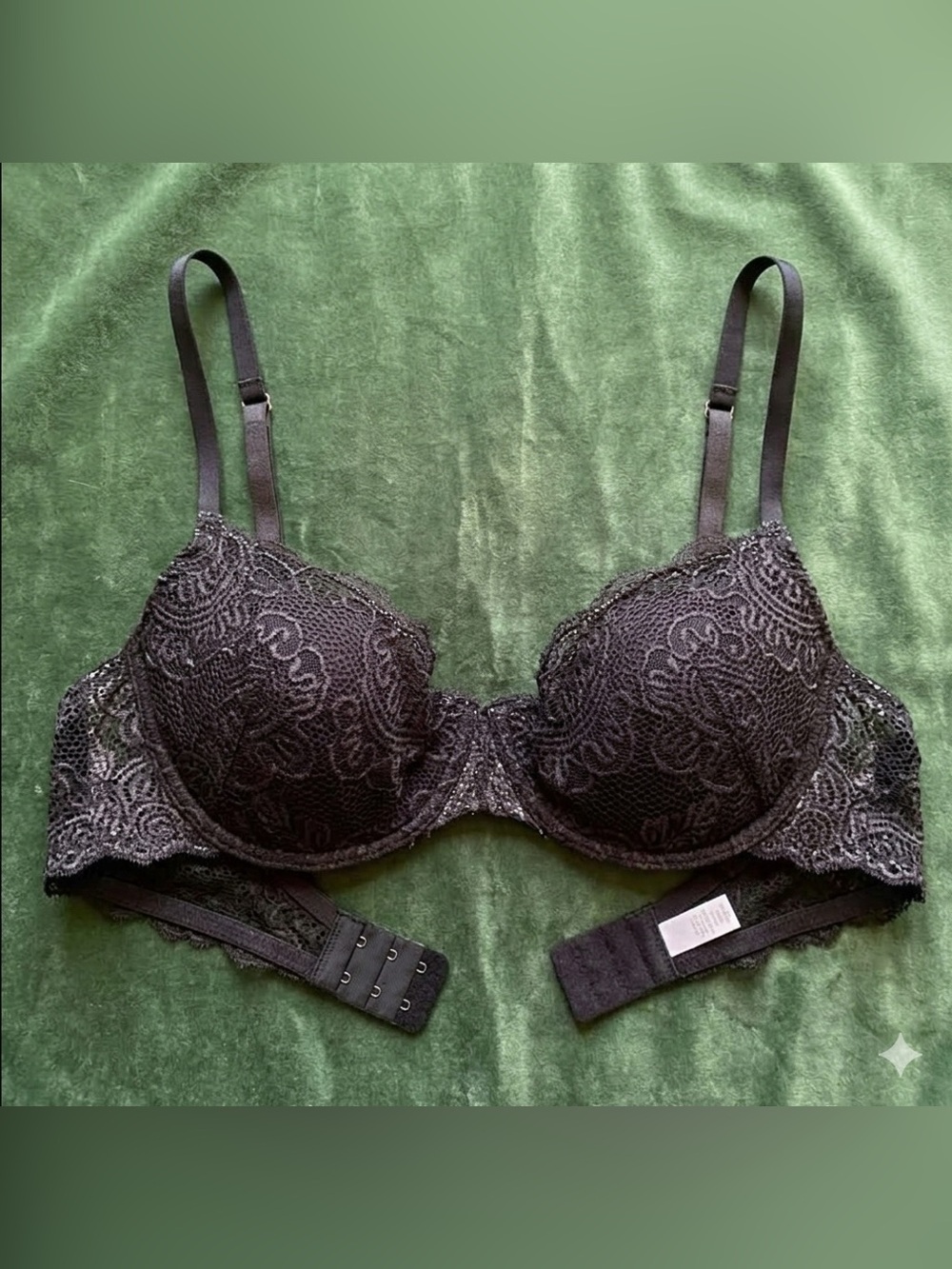 Victoria’s Secret Dark Gray Lace Push Up Without Padding Bra Size 38D